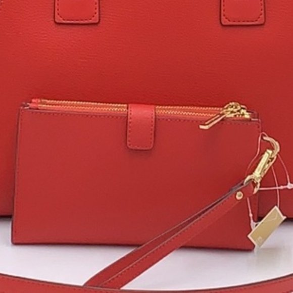 Michael Kors Large Double Zip Wristlet Leather Flame Color - Picture 14 of 16